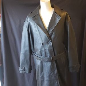 Full length leather insulated jacket.